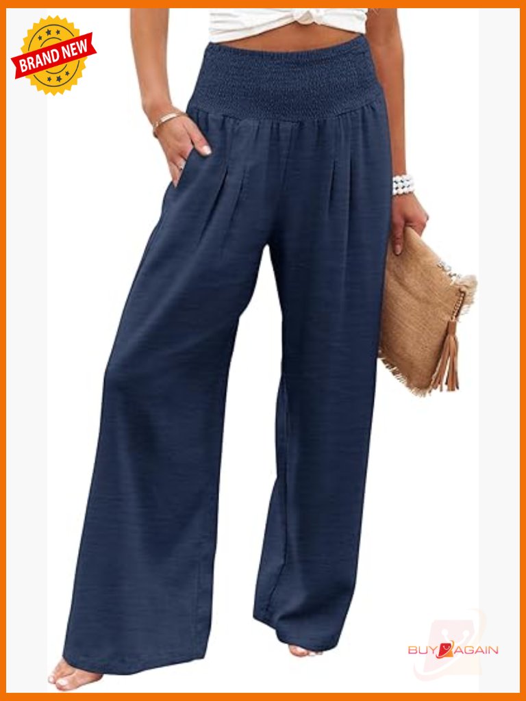 High Waisted Wide Leg Palazzo Pants With Pockets Casual Lounge